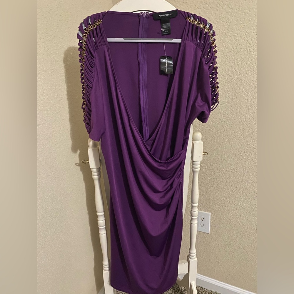 Ashley Stewart Deep Purple Backless Dress